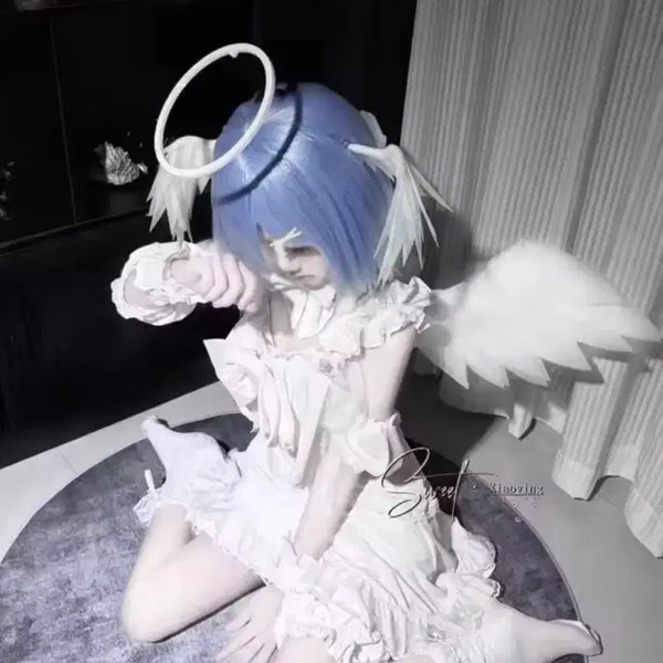 [BUNJANG] Rem Angel Cosplay Set / 2벌가격! 리제로 천사 렘 코스프레ㅣy2k 미소녀 고스로리 고전