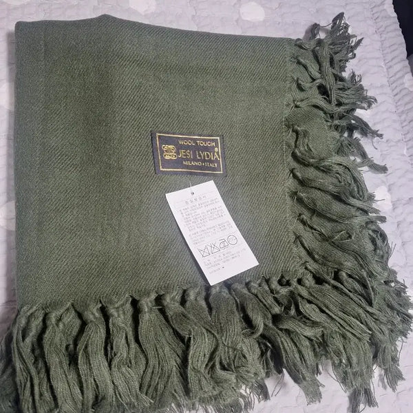 [BUNJANG] Jessie Lydia Wool Scarf Olive Green / 제시리디아 울목도리