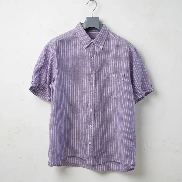 [BUNJANG] Eddie Bauer Purple Stripe Linen Shirt Medium / Eddie Bauer 퍼플 스트라이프 린넨 셔츠 M