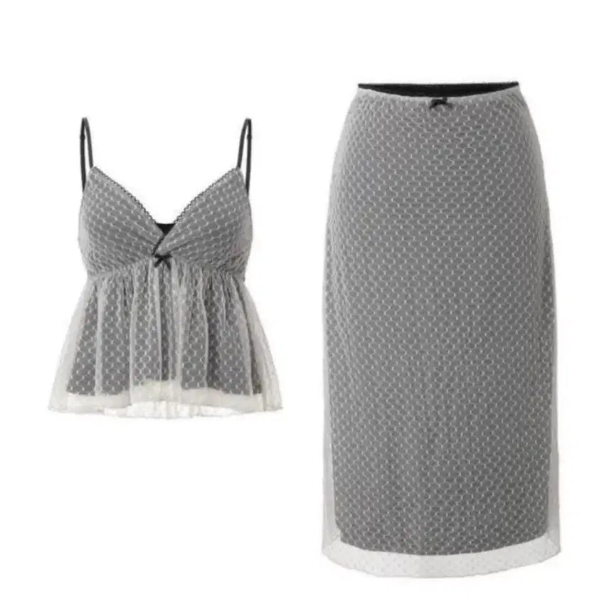 [BUNJANG] 3Times Sheer Dot Top & Bottom Set / 쓰리타임즈 쉬어 도트 상하의 세트