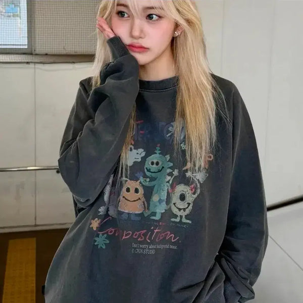 [BUNJANG] Compagno Happy Day Pigment Sweatshirt / 꼼파뇨 happy day 피그먼트 스웨트셔츠