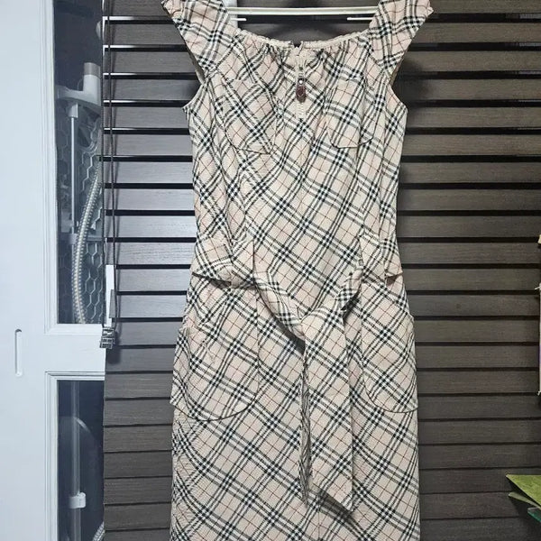 [BUNJANG] Burberry Authentic Check Belted Midi Dress / 버버리 정품 체크 벨티드 원피스