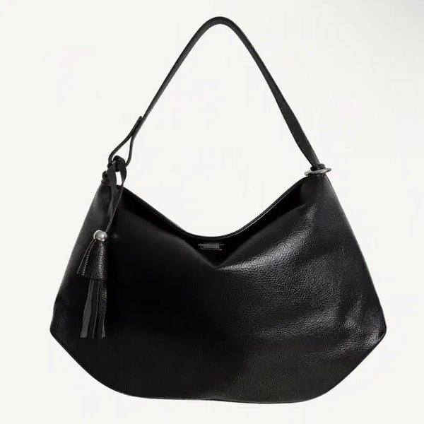 [BUNJANG] Black Leather Fortune Cookie Shoulder Bag / 블랙 레더 포춘쿠키 숄더백