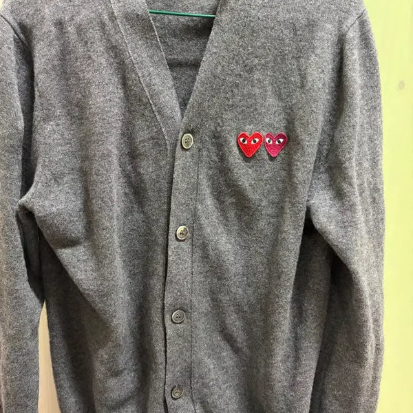 [BUNJANG] Comme des Garçons PLAY Grey Cardigan L / (정품,급처)꼼데가르송 플레이 가디건 그레이 L