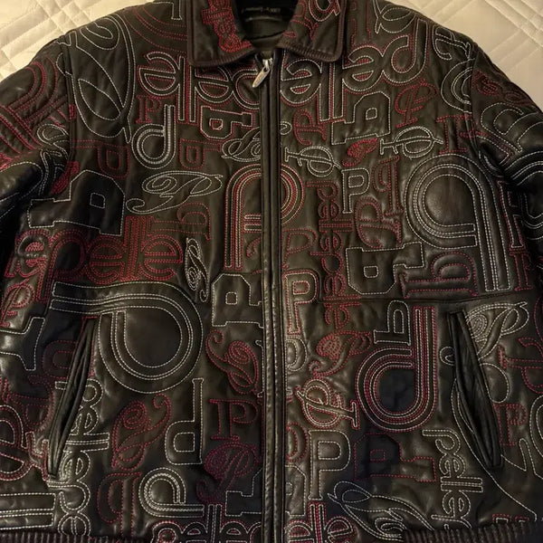 [BUNJANG] Pelle Pelle 00s Pattern Leather Bomber Jacket / 펠레 펠레 00s 패턴 레더 봄버 자켓 Pelle Pelle