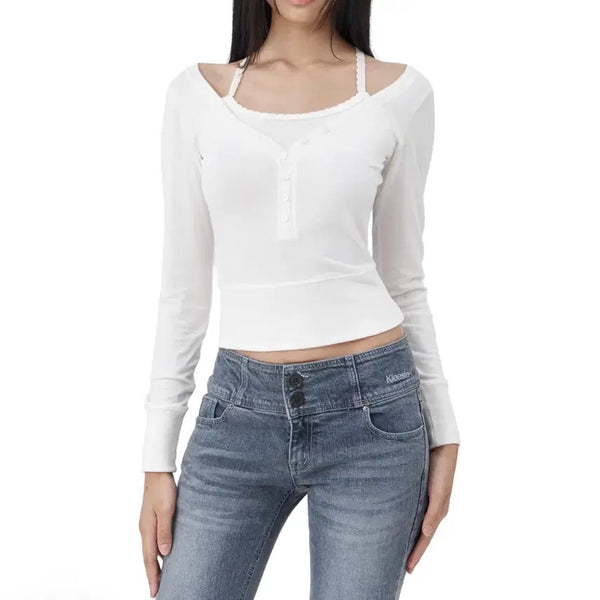 [BUNJANG] Clissier Amelie Layered Top White / (새상품) 클리시어 아멜리 레이어드 탑 화이트
