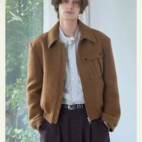 [BUNJANG] WAVYNESS Crooked Texture Crop Jacket (Maple Brown) Size 2 / 웨이비니스 크룩드 텍스쳐 크롭자켓 2사이즈