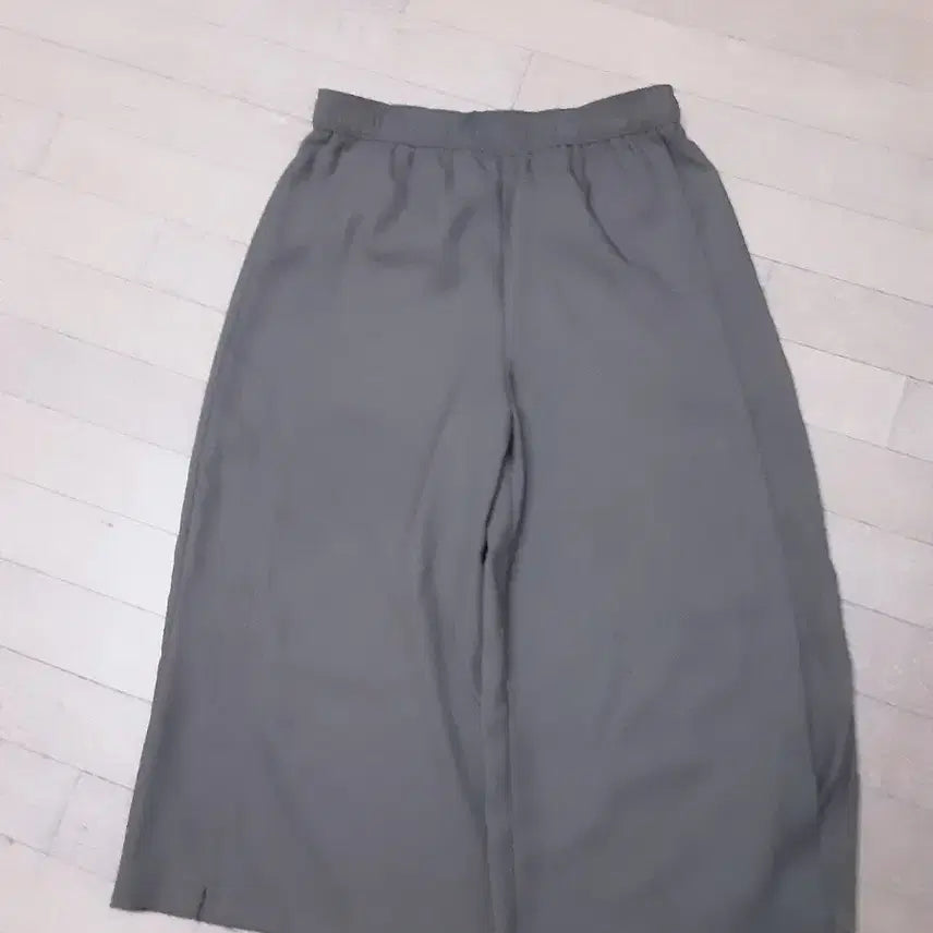 [BUNJANG] Wide Leg 7/10 Length Slacks - Grey / 와이드 슬랙스 7부 바지 그레이