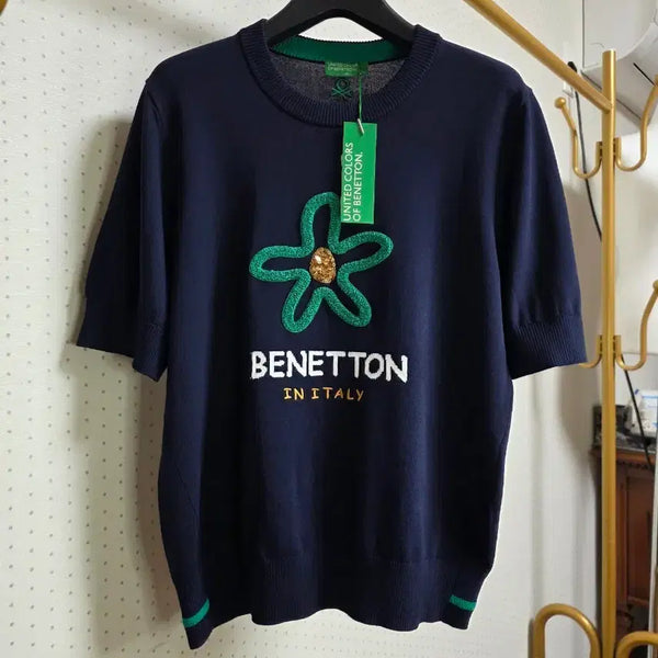 [BUNJANG] Benetton Navy Knit Sweater (Size S/55) / 베네통 니트55사이즈(새상품)