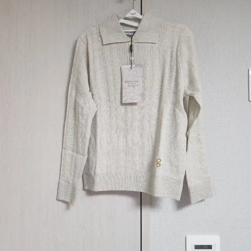 [BUNJANG] B Embroidered Cashmere Knit Sweater Beige / [B] 니트 베이지.새상품