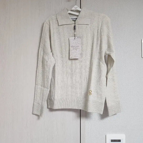 [BUNJANG] B Embroidered Cashmere Knit Sweater Beige / [B] 니트 베이지.새상품