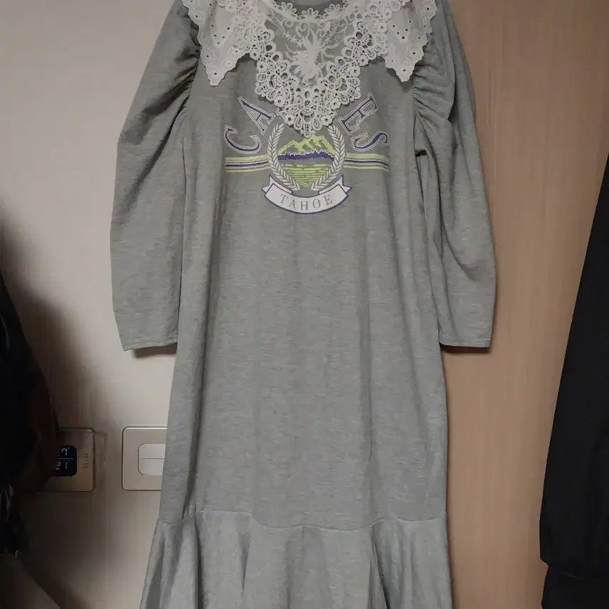 [BUNJANG] Lace Collar Long Dress / 레이스 카라 롱 원피스 66 77