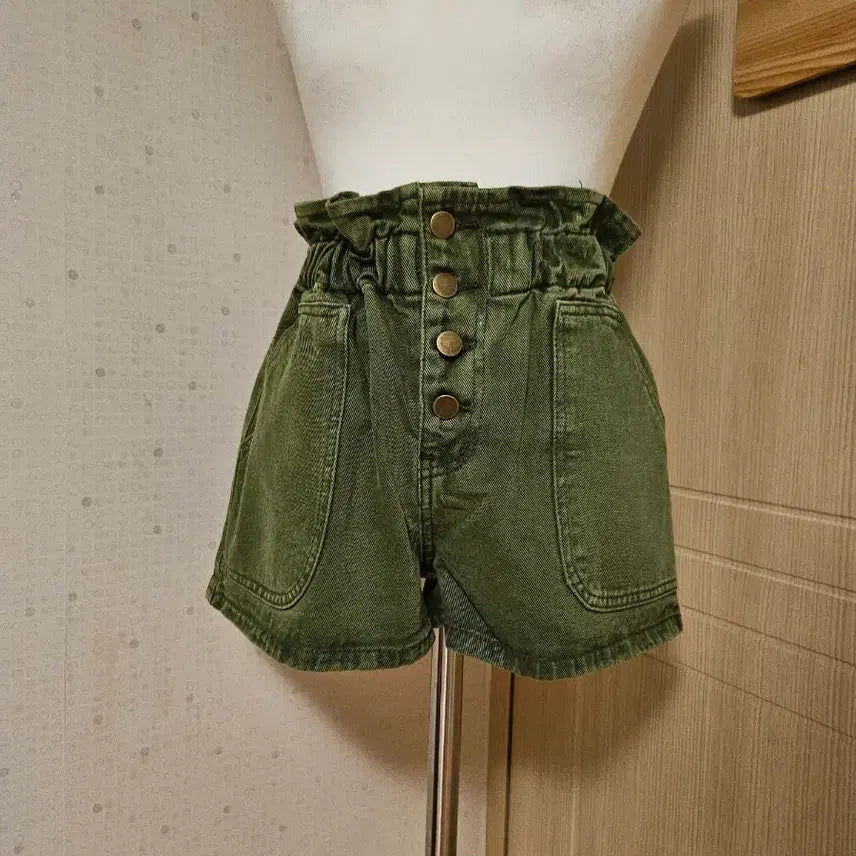 [BUNJANG] Khaki Button Denim Shorts / 카키버튼반바지 데님 팬츠 쇼츠 pt