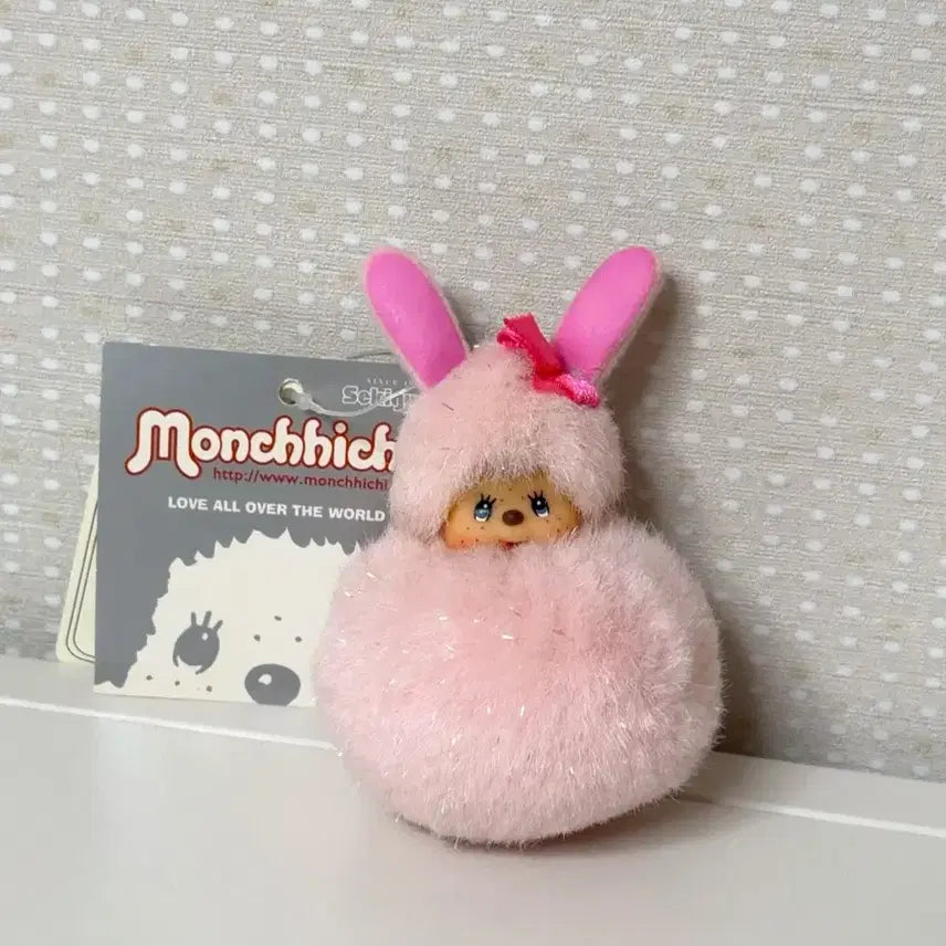 [BUNJANG] Monchhichi Mini Keyring - Sparkly Rabbit Snowman / 반짝이 토끼 눈사람 몬치치 미니키링