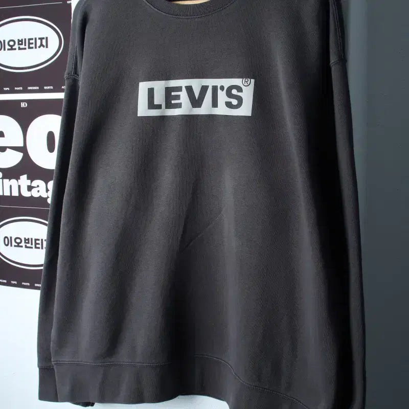 [BUNJANG] Levi's Big Logo Sweatshirt Khaki / (L-XL) 리바이스 맨투맨 티셔츠 빅로고 카키 기모-H38031