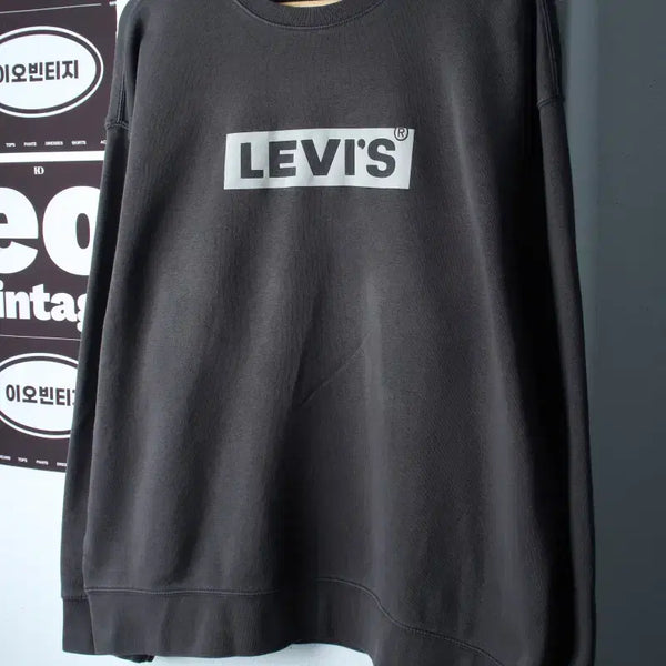 [BUNJANG] Levi's Big Logo Sweatshirt Khaki / (L-XL) 리바이스 맨투맨 티셔츠 빅로고 카키 기모-H38031