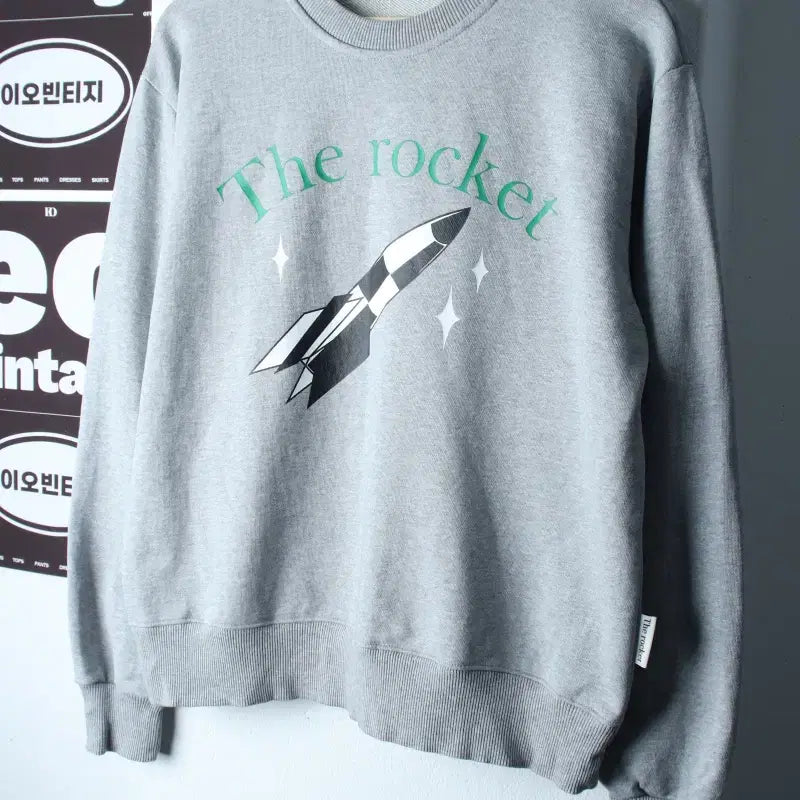 [BUNJANG] The Rocket Big Logo Sweatshirt (Grey) / W(S) 더 로켓 맨투맨 티셔츠 빅로고 그레이 올드스쿨-H38038