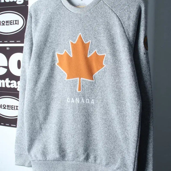 [BUNJANG] Descente Men's Canada Melange Sweatshirt Knit / (L) 데상트 맨투맨 티셔츠 니트스웻 캐나다 멜란지 올드스쿨-H38042
