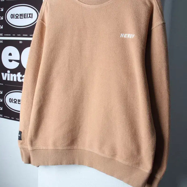 [BUNJANG] NERDY Reversible Small Logo Sweatshirt Beige / (M-XL) 널디 맨투맨 티셔츠 리버스 스몰로고 베이지-H38044