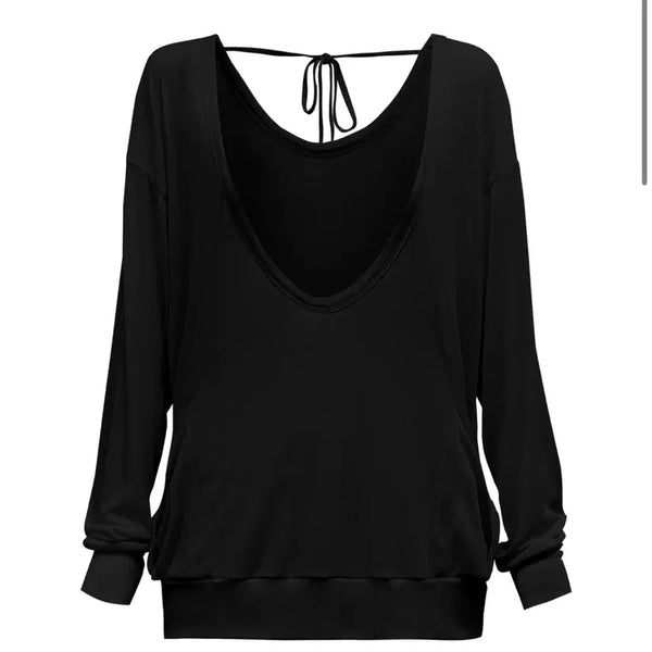 [BUNJANG] CHEMISTREE Deep-Neck Long Sleeve Shirt / 체메씨 LOOSE DEEP-NECK LONG SLEEVE