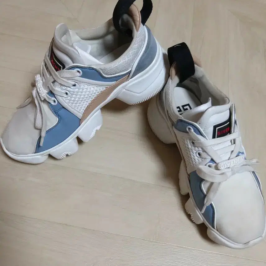 [BUNJANG] Givenchy White Blue Leather Blend Sneakers / GIVENCHY 지방시 (정품) 스니커즈 화이트 블루