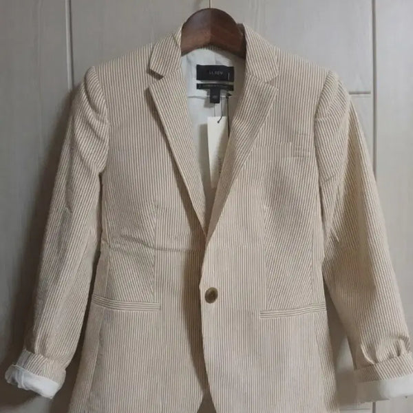 [BUNJANG] J.Crew Beige Stripe Cotton Blend Blazer / [새상품] 제이크루 J.CREW / 면자켓 (베이지 스트라이프)