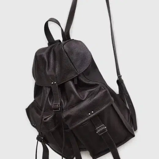 [BUNJANG] Youth Leather Backpack Brown / 유스레더럭색 브라운