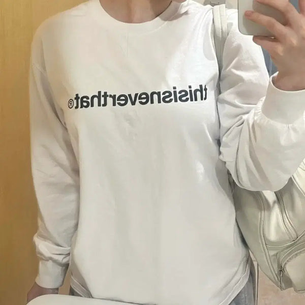 [BUNJANG] White Long Sleeve Sweatshirt / 화이트 긴팔 맨투맨