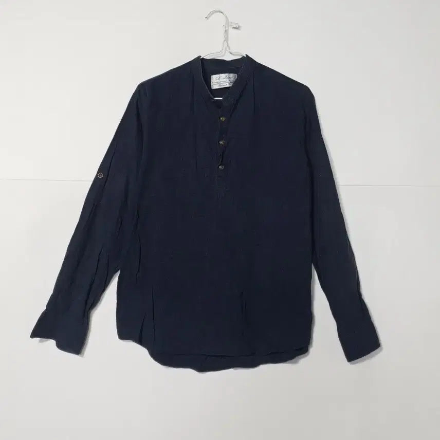[BUNJANG] Navy Henley Neck Shirt / 네이비색 헨리넥 셔츠 0076