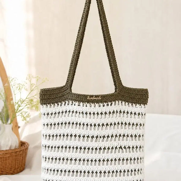 [BUNJANG] Handmade Knit Two-Tone Shoulder Bag / 핸드메이드 뜨개 가방 투톤 숄더백