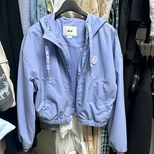 [BUNJANG] MLB Athleisure Crop Windbreaker Jacket / MLB 애슬레저 크롭 바람막이 자켓 s