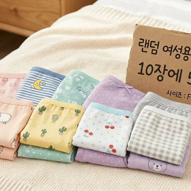 [BUNJANG] Women's Character Panty 10-Pack (Assorted Designs) / [새상품] 여성 캐릭터 팬티 랜덤 10종 팩