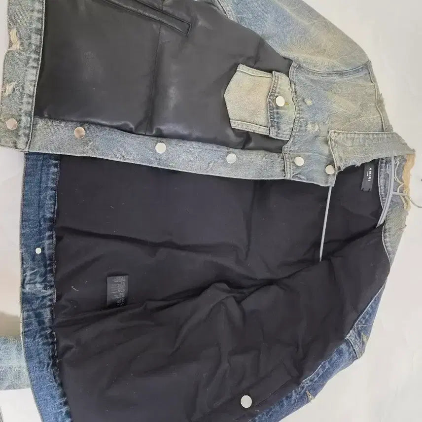 [BUNJANG] AMIRI Genuine Leather Mix Denim Jacket / AMIRI 정품 레더 데님 자켓 선착순1명