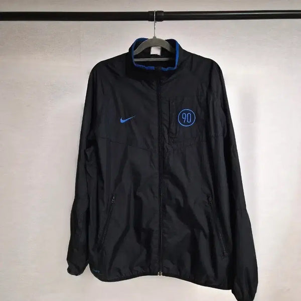 [BUNJANG] Nike Total 90 Windbreaker Jacket (L) - Black/Blue / 나이키 Total 90 바람막이 L 블랙/블루