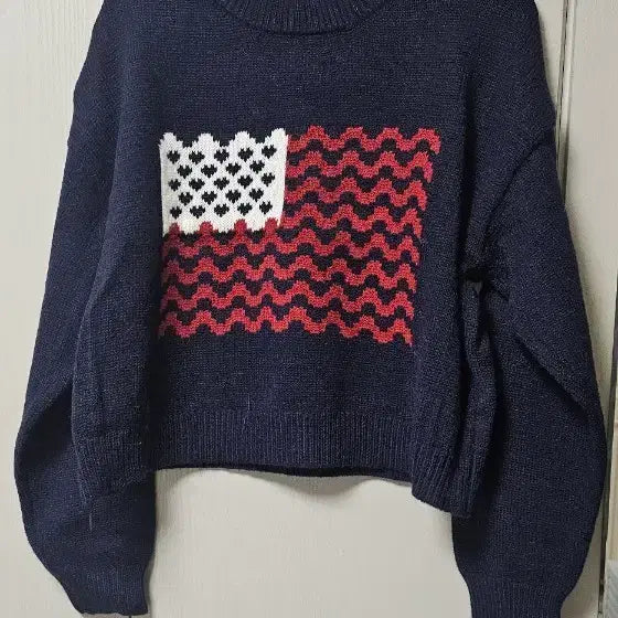 [BUNJANG] Navy Flag Pattern Knit Top / 네이비 국기 패턴 니트