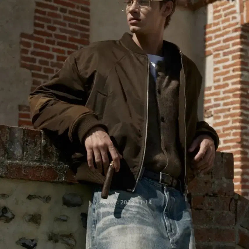 [BUNJANG] STU Bomber Jacket Brown L / stu 봄버 브라운 L