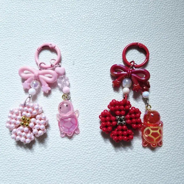 [BUNJANG] Four-Leaf Clover Turtle Keychain Set (5 Types) / 네잎클로버 거북이 키링 5종