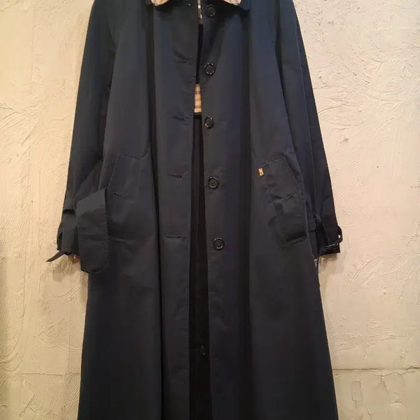 [BUNJANG] Daks Trench Coat Navy Check Lining / 닥스 트렌치코트 네이비 체크 안감