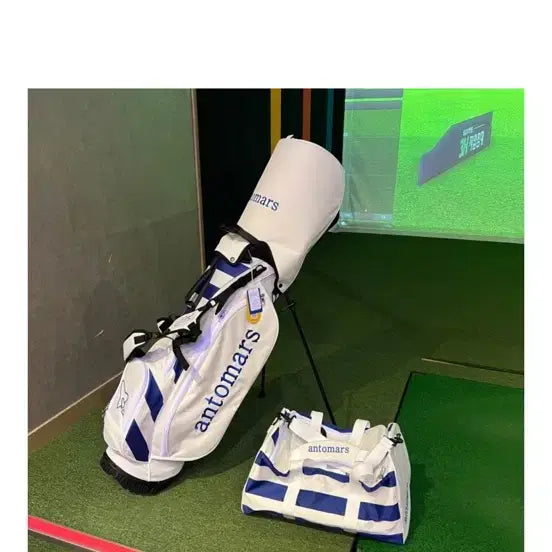 [BUNJANG] Antumas Stand Golf Bag Set (White & Blue) / 앤투마스 스탠드골프백세트(화이트앤블루) 새거