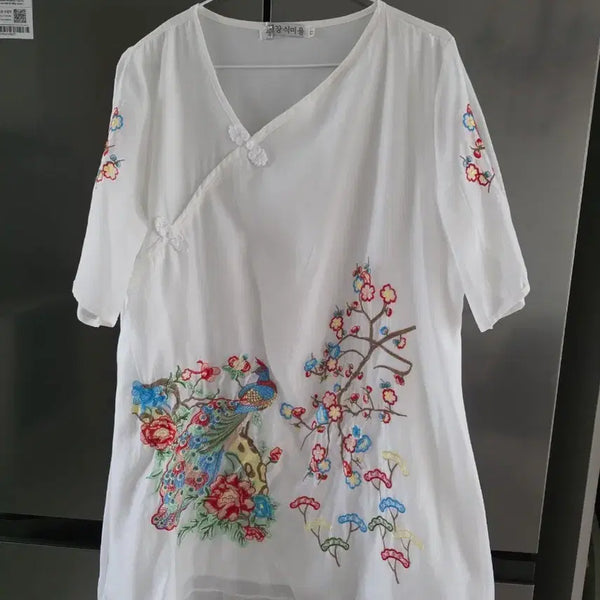 [BUNJANG] Embroidered White Midi Dress / 자수 원피스 새제품