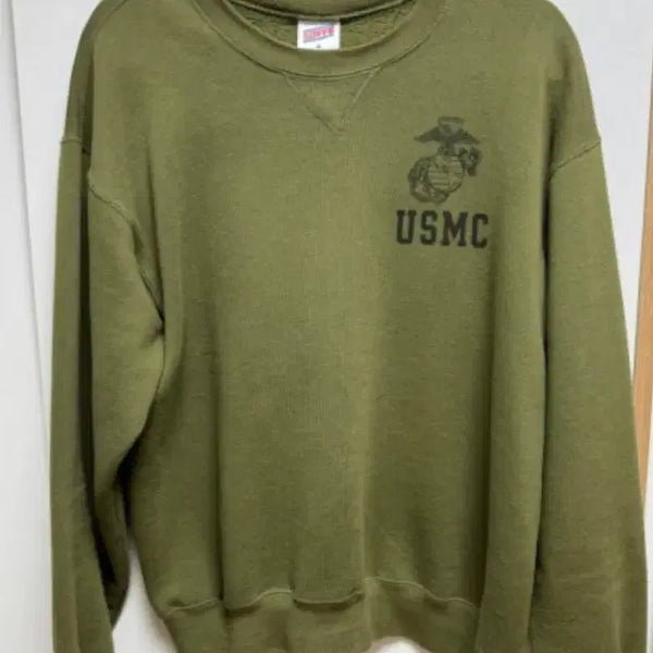 [BUNJANG] USMC Sweatshirt Large Olive Vintage / 미해병 스웻셔츠 라지 미군