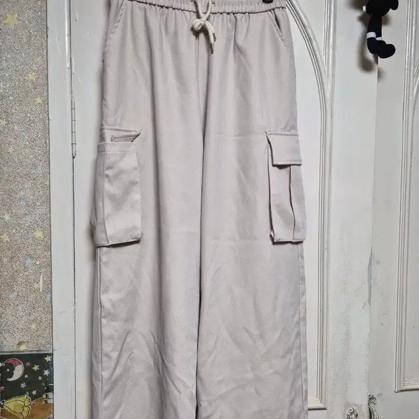 [BUNJANG] Beige Cargo Cotton Pants / 베이지색 카고 바지