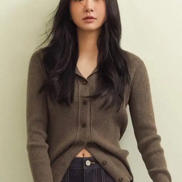 [BUNJANG] DEPOUND Open Collar Cardigan [Brown] / 드파운드 오픈 카라 가디건 [브라운]