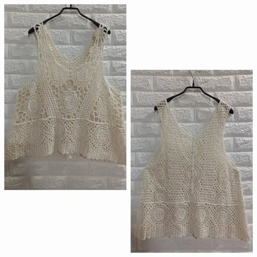 [BUNJANG] Crochet Lace Knit Vest / 크로셰 레이스 뜨개조끼