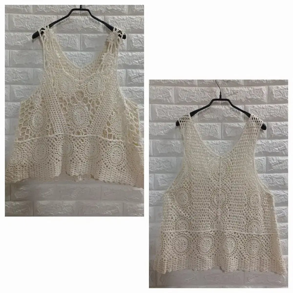[BUNJANG] Crochet Lace Knit Vest / 크로셰 레이스 뜨개조끼