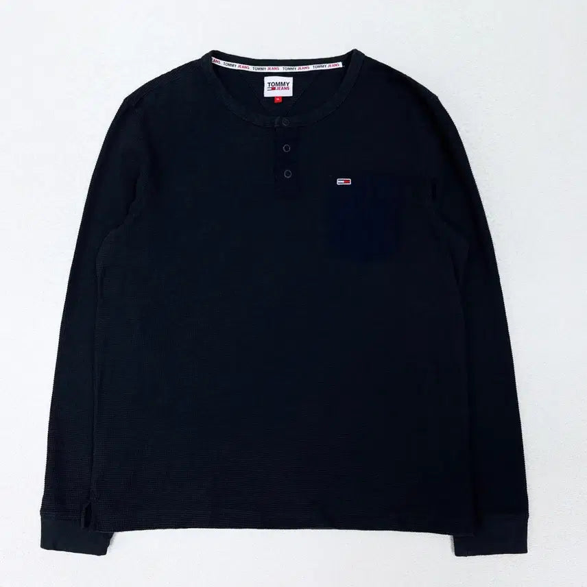 [BUNJANG] Tommy Hilfiger Navy Round Neck Button Shirt / [105] 타미힐피거 네이비 버튼 라운드넥