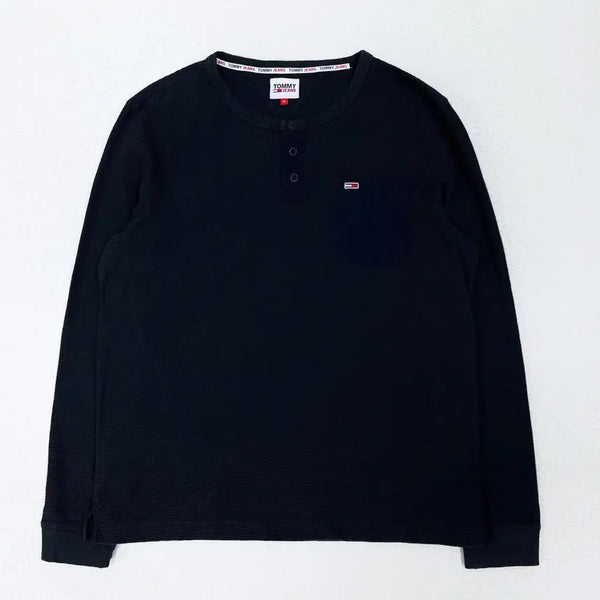 [BUNJANG] Tommy Hilfiger Navy Round Neck Button Shirt / [105] 타미힐피거 네이비 버튼 라운드넥