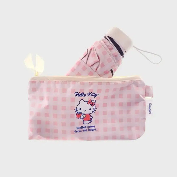 [BUNJANG] Hello Kitty Folding Umbrella Pouch Set Pink / 헬로키티 접이식 우산 파우치 세트 핑크