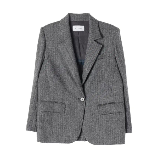[BUNJANG] MICHAA 21FW Herringbone Wool Blend Single Blazer Jacket / 미샤 21FW 헤링본 울 블렌드 싱글 블레이저 재킷