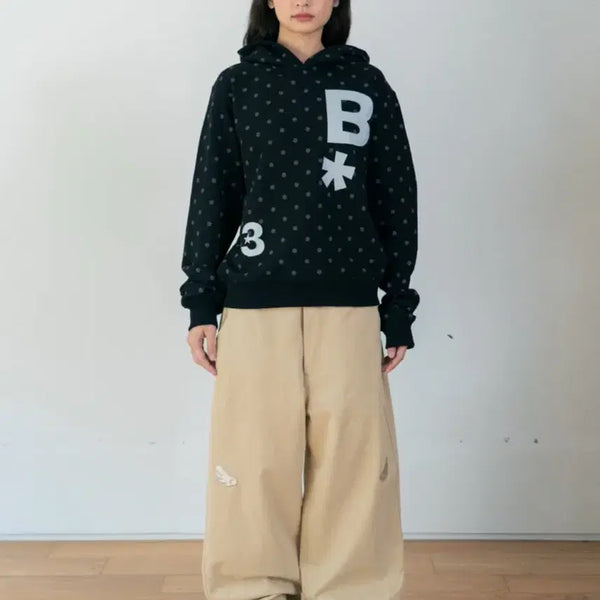 [BUNJANG] BAU F Dot Hoodie Black / 바우프 도트 후드티